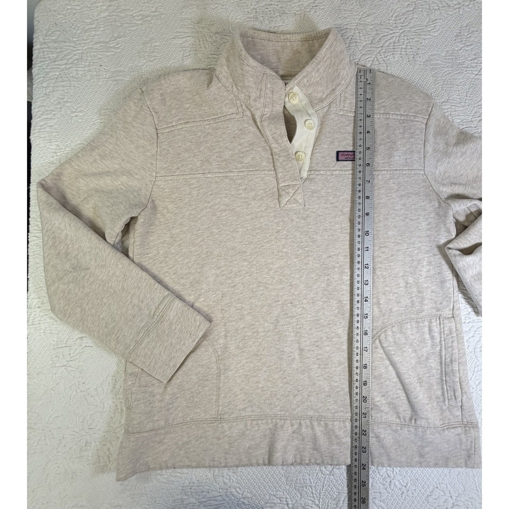 Vineyard Vines Shep Shirt Pullover Top Womens Size M Oatmeal 1/4 button Pockets - Picture 3 of 7